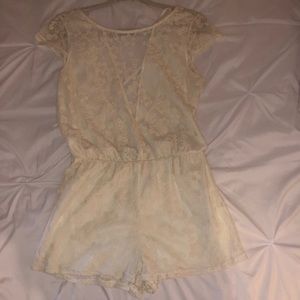 Cream lace romper